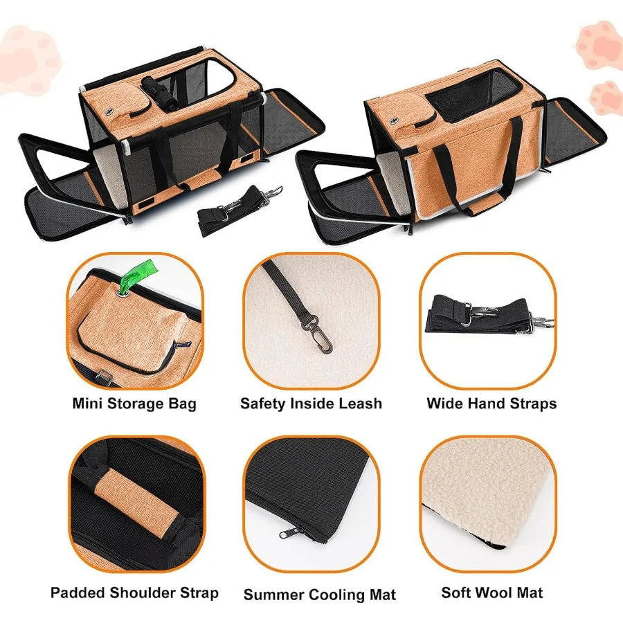 Dog Carry Bag for Puppy Pet SoftShell Portable Kennel Crate for 015 lbs Foldable Pomeranian Travel Cage Tea Cup Yorkie Carrier