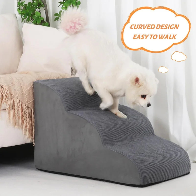 Pet Stairs for Large Dog Cat High Density Soft Foam Small Dog Ramp Ladder Stair Extra Wide Non-Slip Steps Bed Couch