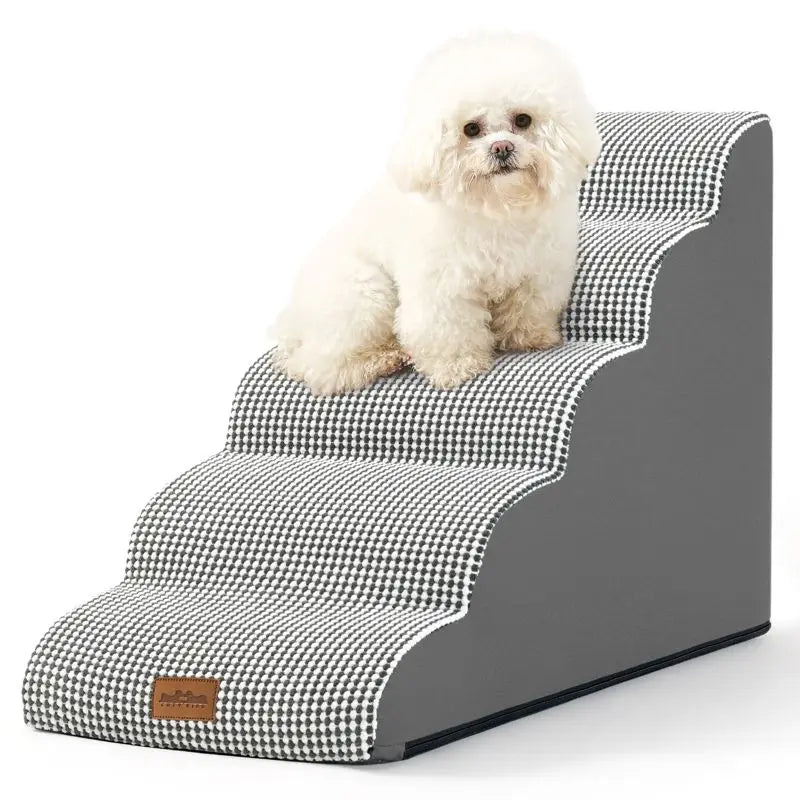 Dog Stairs for Pets Foam Ramp with Non Slip Base Waterproof Washable Cover Lightweight Portable Pet Steps for Bed Sofa