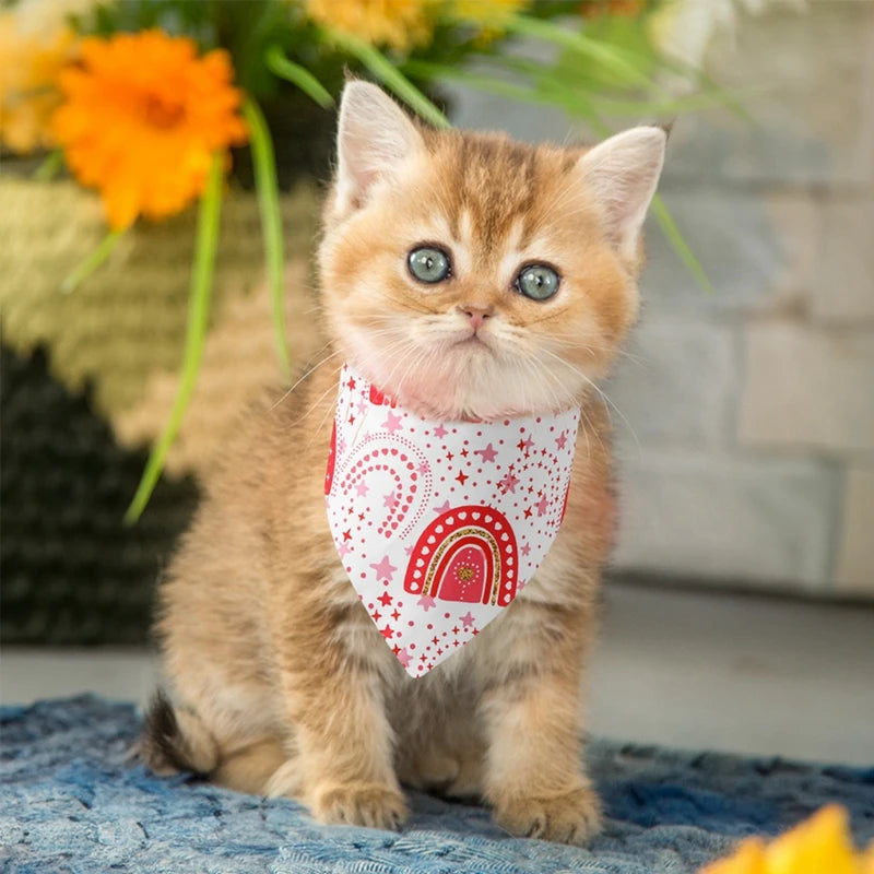 1PC Dog Bandana Washable Christmas Valentines Dog Bandanas Love Heart Printed Bib Kerchief Scarf Puppy Cat Pet Dog Accessories