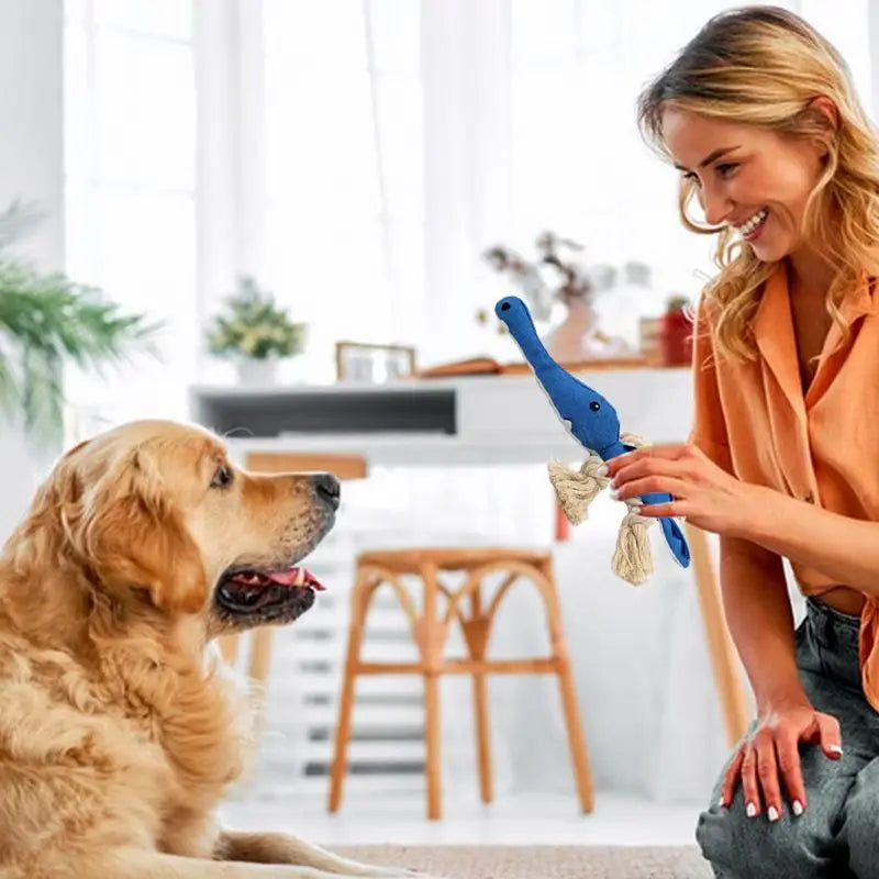 Puppy Chewing Toys Dog Squeaky Chewing Toys Bite-resistant Cotton Rope Knot Dog Biting Toy Pet For Relieves Teething Discomfort