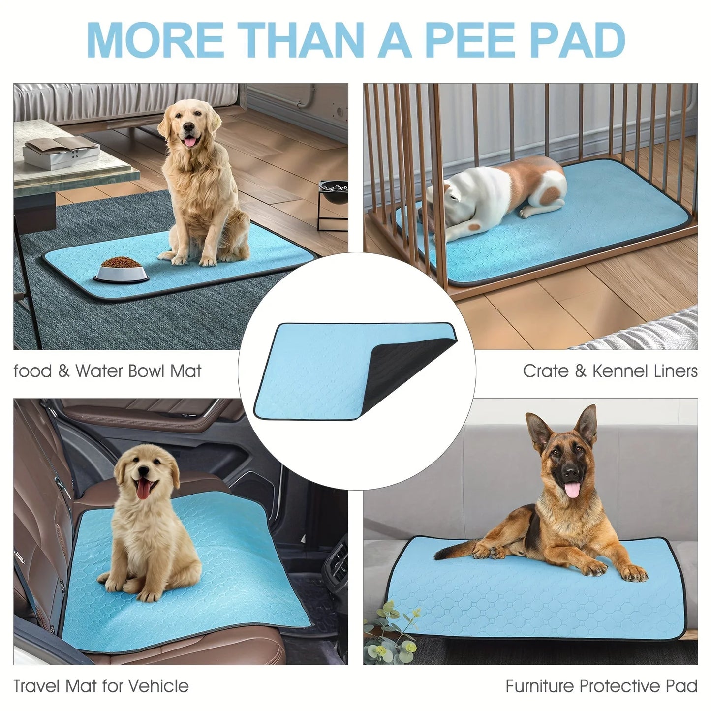 Washable Diaper Pad for Dogs, Waterproof Toilet Training Pad for Dogs, 89.5 X 59.2cm / 34.5inch X 23inch, Reusable Diaper Pad, Non-Slip Diaper Pad for Puppies and Cats, 2 Pack