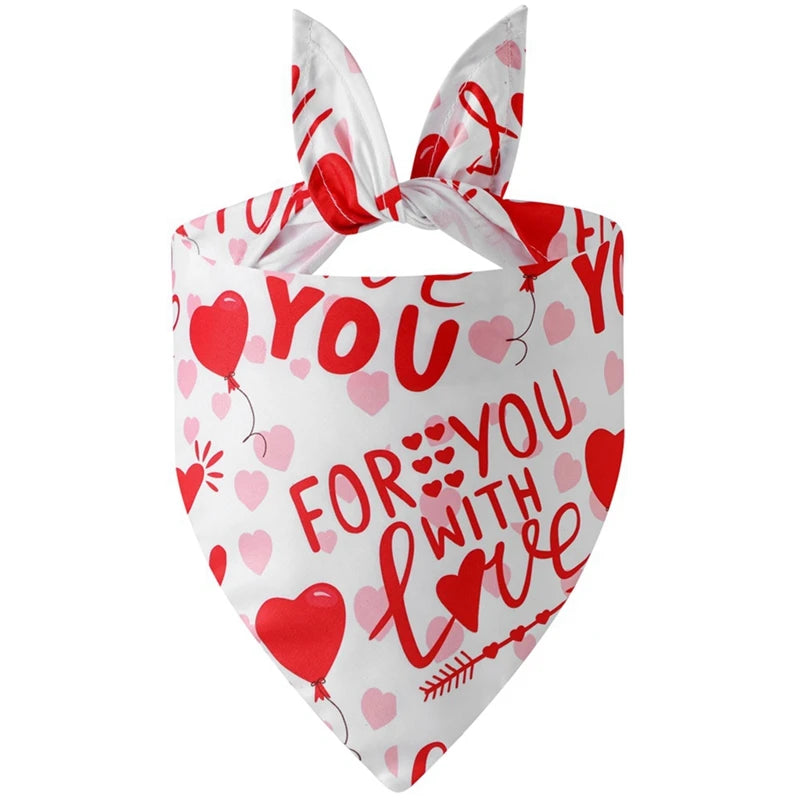 1PC Dog Bandana Washable Christmas Valentines Dog Bandanas Love Heart Printed Bib Kerchief Scarf Puppy Cat Pet Dog Accessories