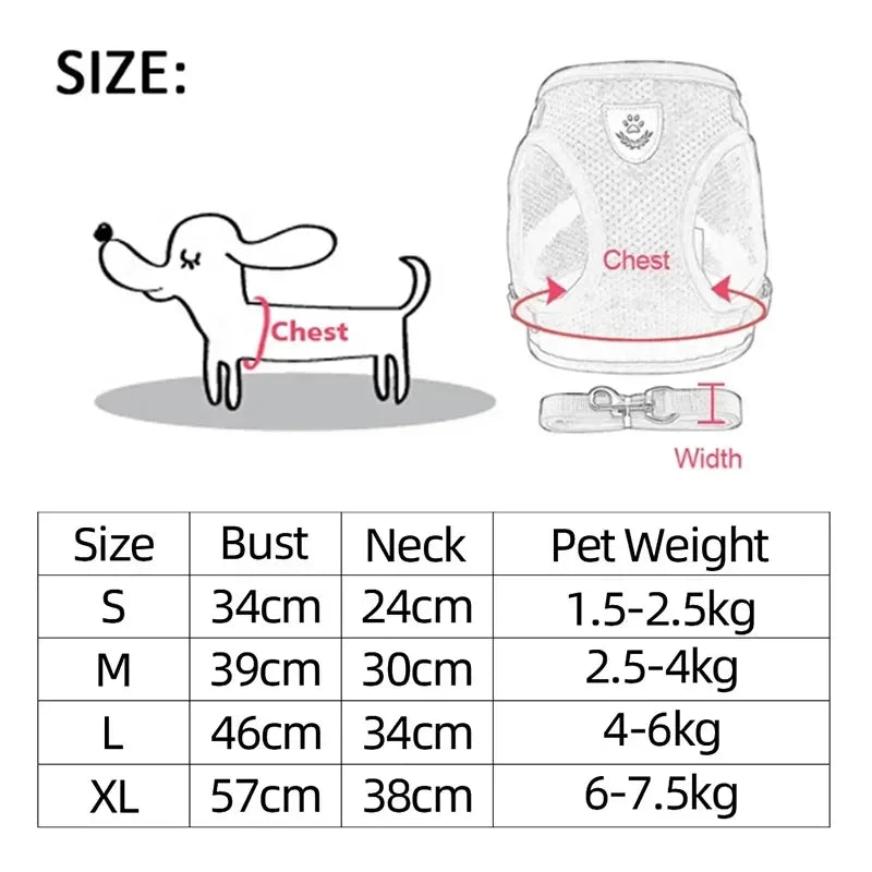 Cat Vest Walking Lead Leash Puppy Vest Collar Polyester Adjustable Mesh Dog Harness Small Outdoor Dog Walking
