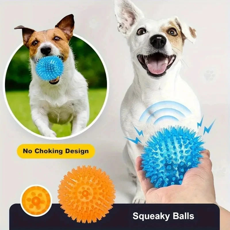 6pcs Ultimate pet Dog Toy Set Interactive Squeaky Balls for Dental Hygiene Training Safe BPA Free Ideal for Small Medium Puppy