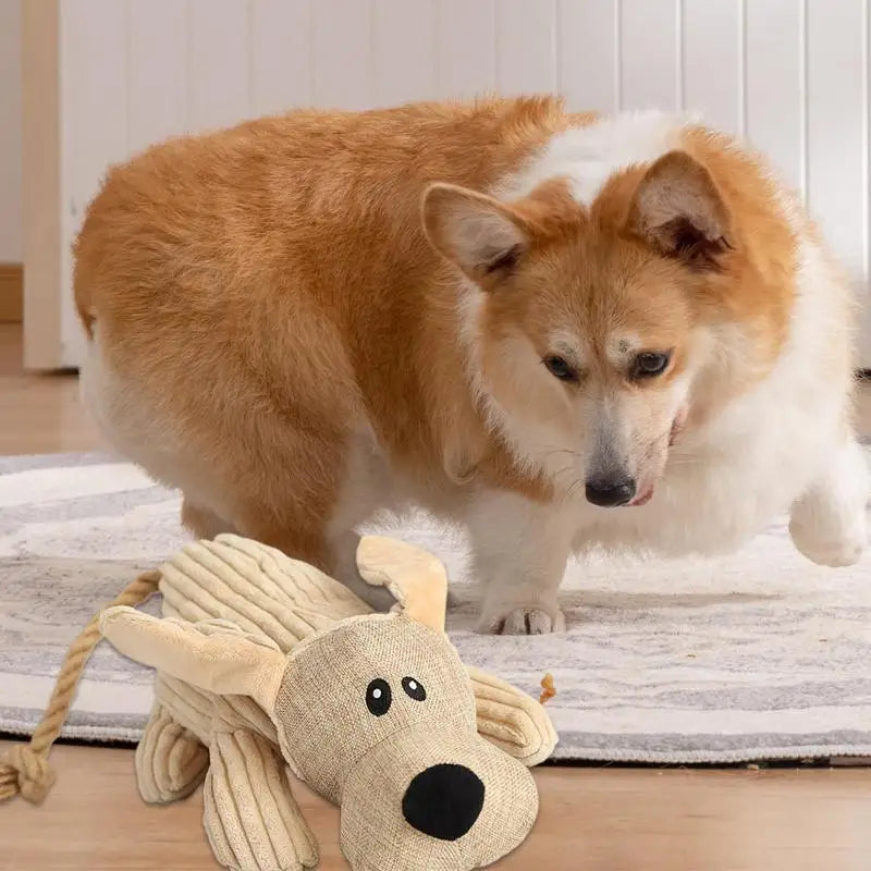 Dog Squeaky Toy Plush Toy For Dog Chewer Soft Dog Chew Squeaky Toy Doll Puppy Teething Entertainment Toy For Indoors And