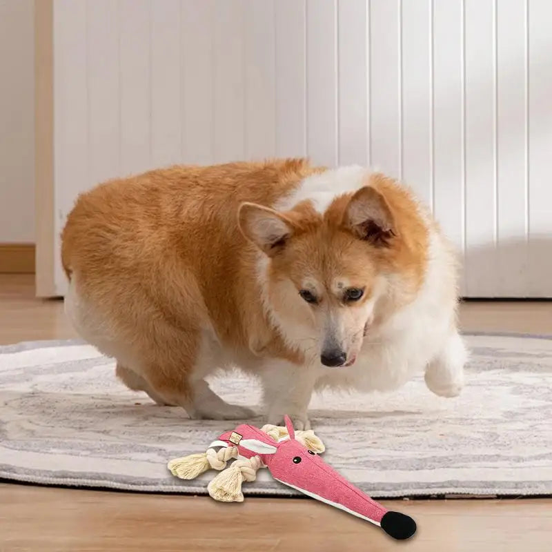 Plush Dog Toys With Squeakers Cotton Rope Knot Biting And Grinding Toys Bite-resistant Interactive Dog Chew Toy Cleaning Teeth
