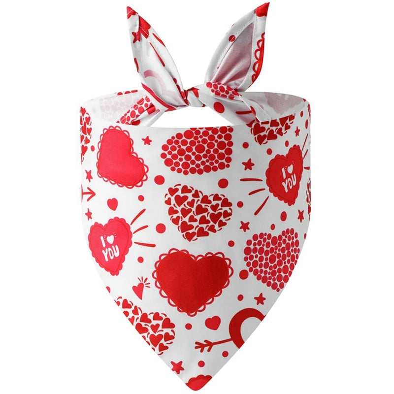 1PC Dog Bandana Washable Christmas Valentines Dog Bandanas Love Heart Printed Bib Kerchief Scarf Puppy Cat Pet Dog Accessories