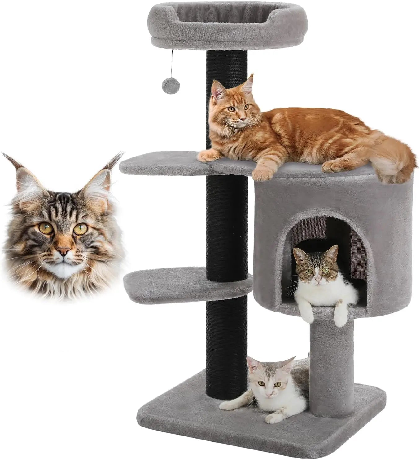 Large Cat Tree-67 Tall Cat Tower for Indoor Cats Large Adult with 13 Thick Black Scratching Posts , Multi- Level Cat Condo