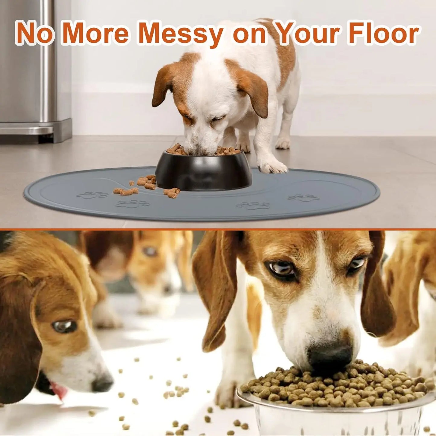 NPET Waterproof Silicone Dog Food Mat for DF10 Dog Fountain, Slip Resistant Dishwasher Safe Pet Feeding Mat,(28" x 21.26")