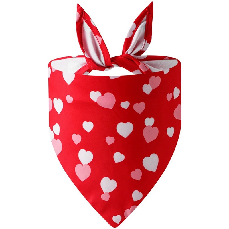 1PC Dog Bandana Washable Christmas Valentines Dog Bandanas Love Heart Printed Bib Kerchief Scarf Puppy Cat Pet Dog Accessories