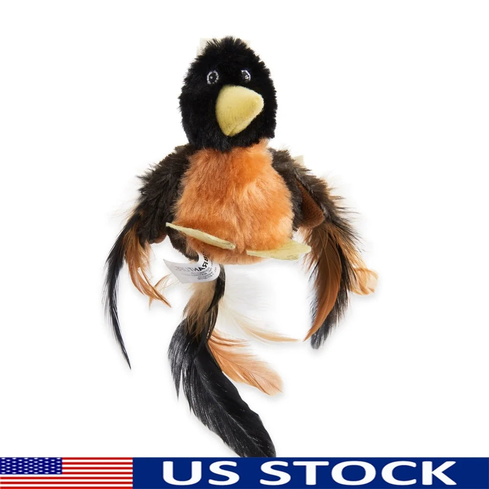 Catnip Filled Plush Bird Toy Cats Realistic Sounds Feathers Motion Activated Lightweight Multi-Color Perfect Playful Kittens