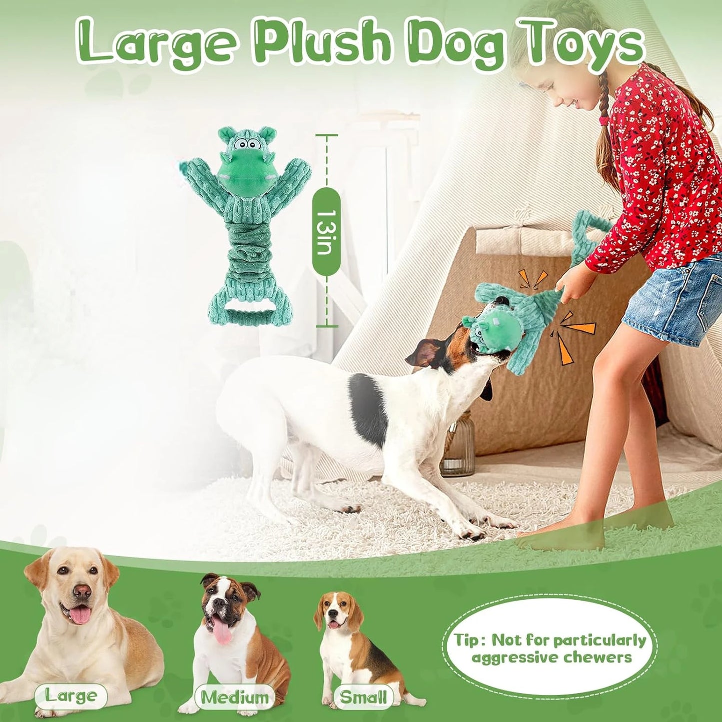 Soft, Durable, and Adorable War Dog Design Squeaky Toys for Small, Medium, Large Pets - Ideal Hours of Entertainment