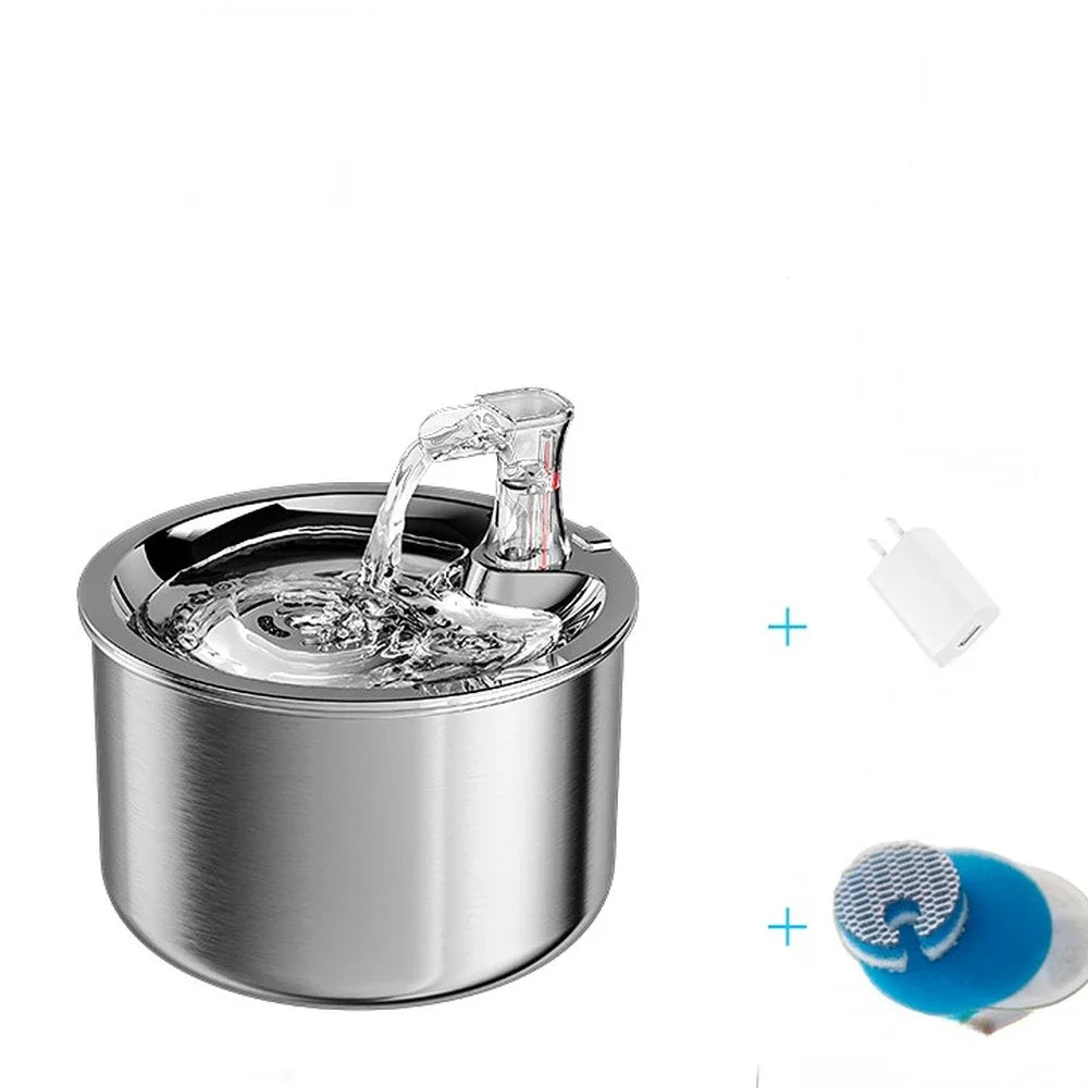 2L Smart Cat Water Fountain Automatic Filter Water Dispenser Feeder Motion Sensor Pet Drinking Fountain 304 Stainless Steel