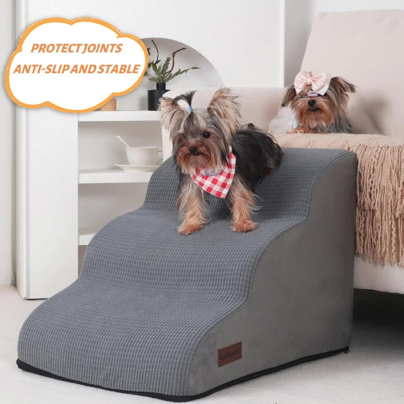 Pet Stairs for Large Dog Cat High Density Soft Foam Small Dog Ramp Ladder Stair Extra Wide Non-Slip Steps Bed Couch
