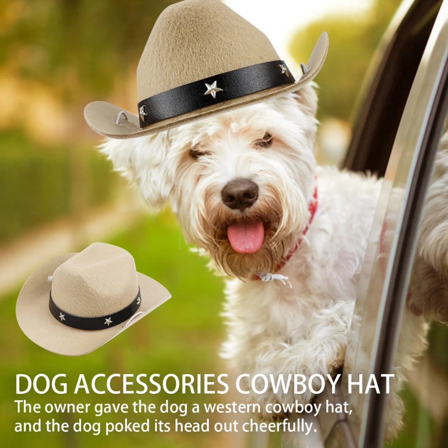 Western Cowboy Dog Costume Hat Scarf Set Adjustable Buckle Stylish Funny Dog Costumes for Small Medium Large Dogs Pets