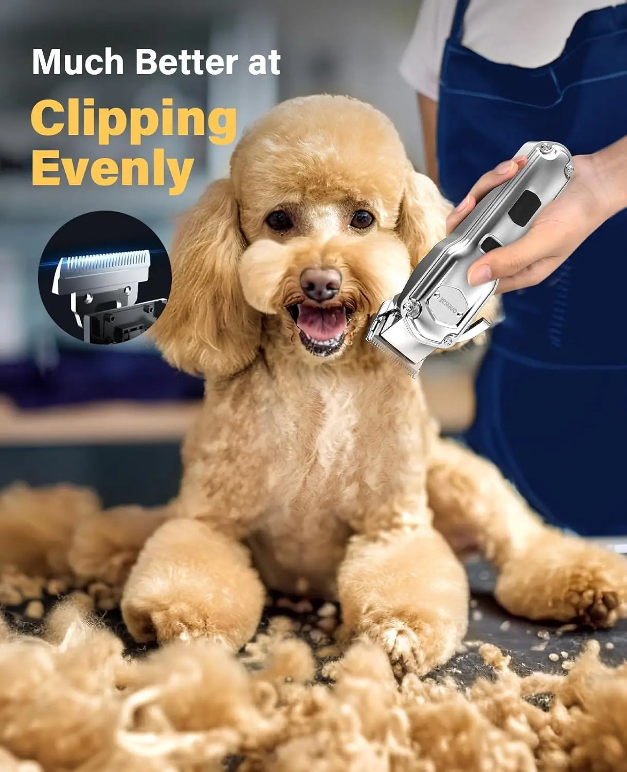 Pet Grooming Kit for Heavy Thick Hair&Coats/Low Noise Rechargeable Cordless Pet Shaver with Stainless Steel Blade and Dog Paw