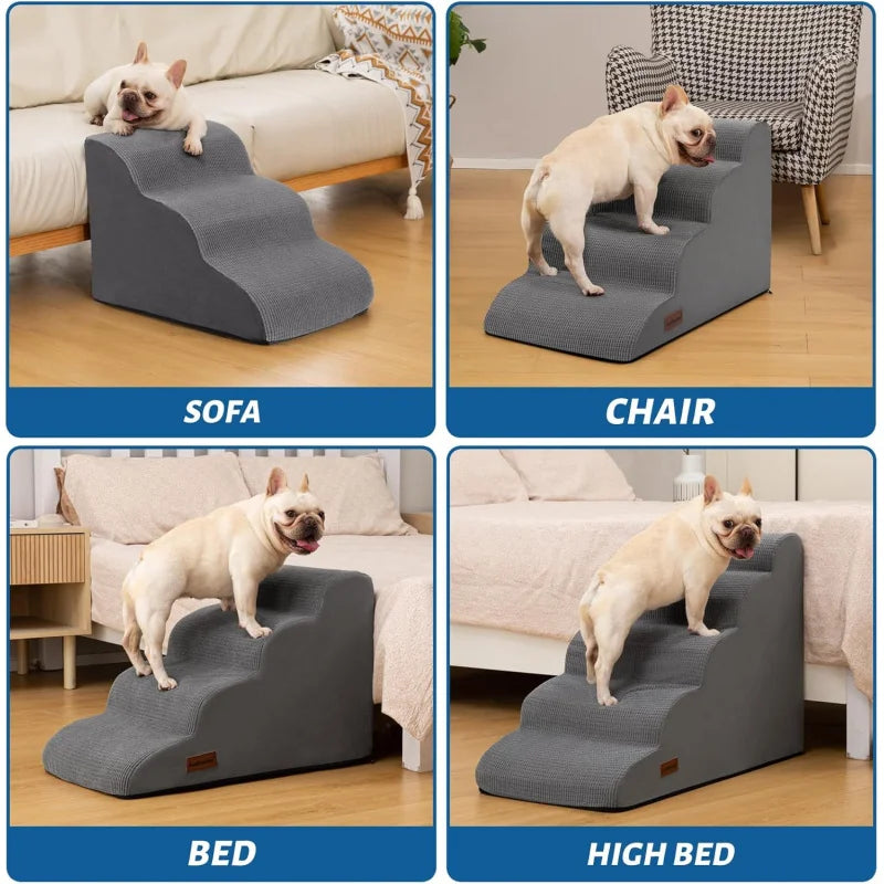 Pet Stairs for Large Dog Cat High Density Soft Foam Small Dog Ramp Ladder Stair Extra Wide Non-Slip Steps Bed Couch