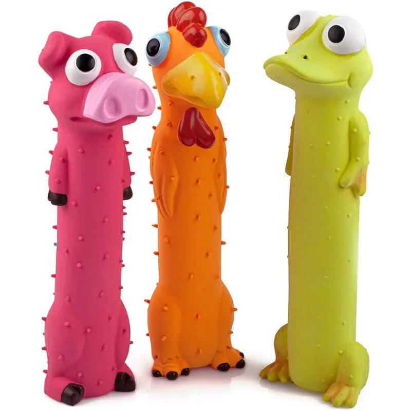 Pet toys, dog toys, 3-piece squeaky latex dog toys, puppy scratch interactive games, suitable for small and medium-sized dogs