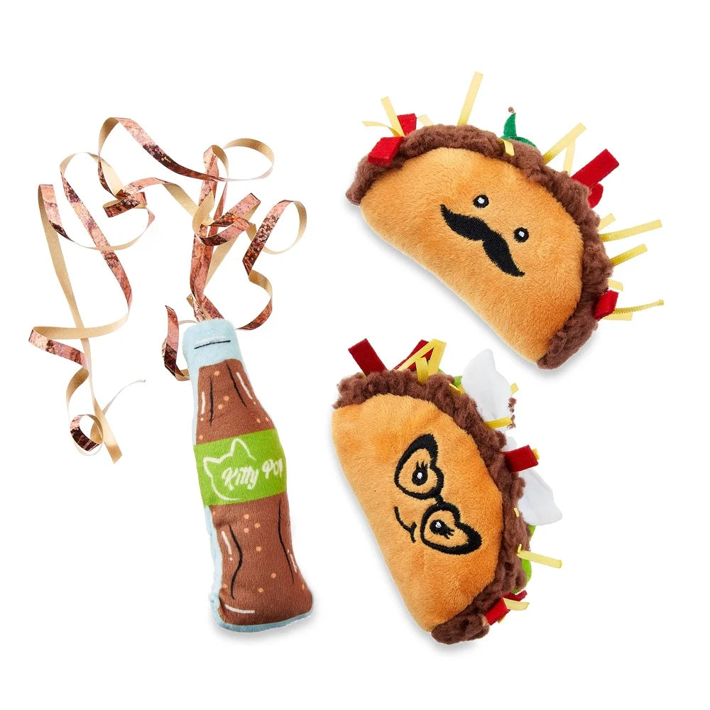 Cat Toy Kitty-Cola Taco Combo Pack with Catnip Crinkle Paper Feathers High Quality Embroidery Playful Textures Portable Fun