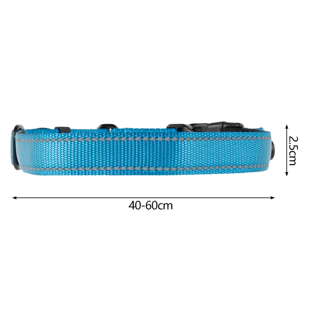 Dog Collars Soft Padded Nylon Neck Collar With Reflective Strip Pet Supplies For Puppies Small Medium Large Dogs (16-23.6 inch)
