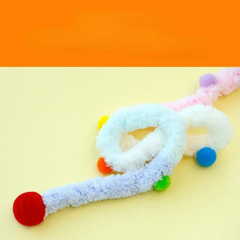 Cat Playing Teaser Wand Toy Cat Teaser Stick Long Handle Soft Color Plush Ball Bite-resistant  Pet Supplies