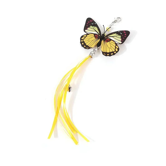 Cat with Playing Head Butterfly Fishing Wand Interactive Replacement Dangle Funny Teaser Kitten Rod Toy Dragonfly Rod Bell