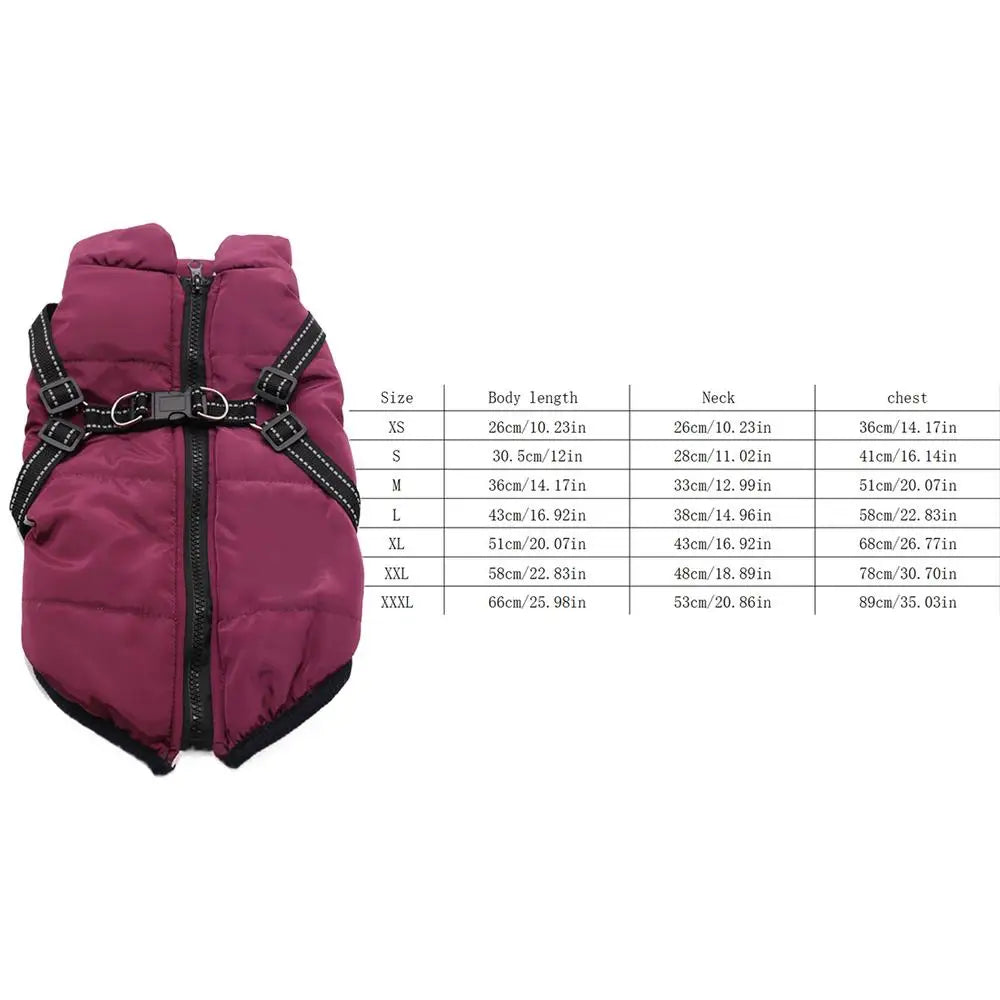 Winter Dog Coats Dog Snow Jacket With Zipper Warm Dog Winter Jacket Zippered Dog Snow Coat For Small Medium Large Dogs