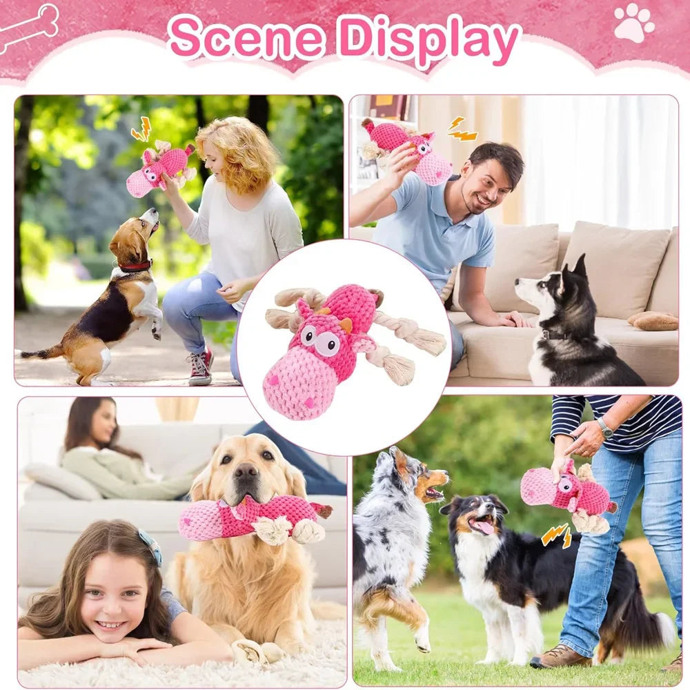 Dog Squeak Toys, Rope for Large Dogs and Medium Aggressive Chewers, Puppy Teething Interactive, Indestructible Dog Toy