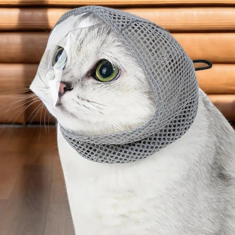 Cat Hood Anti-Bite Breathable Kitten Face Protection Adjustable Pet Grooming Muzzle Anti Scratch Cat Grooming Restraint Bags For