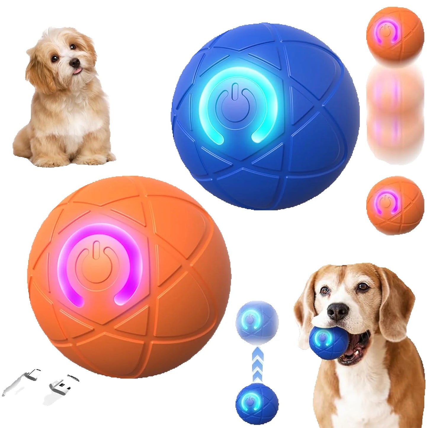 Interactive Dog Ball Set 2 Pieces Automatic Shaking Chew-Resistant Durable Toy for All Size Dogs Home & Garden Pet Supplies