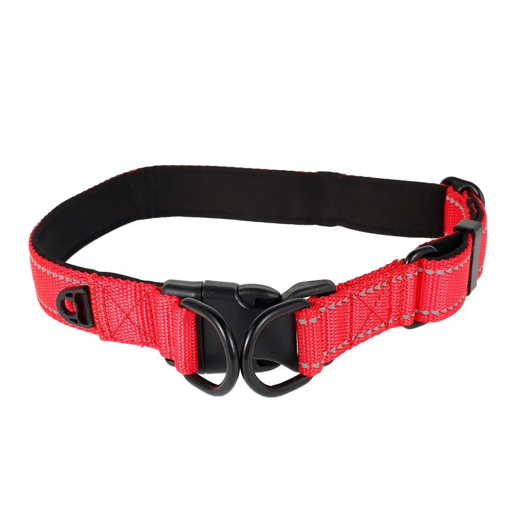 Dog Collars Soft Padded Nylon Neck Collar With Reflective Strip Pet Supplies For Puppies Small Medium Large Dogs (16-23.6 inch)