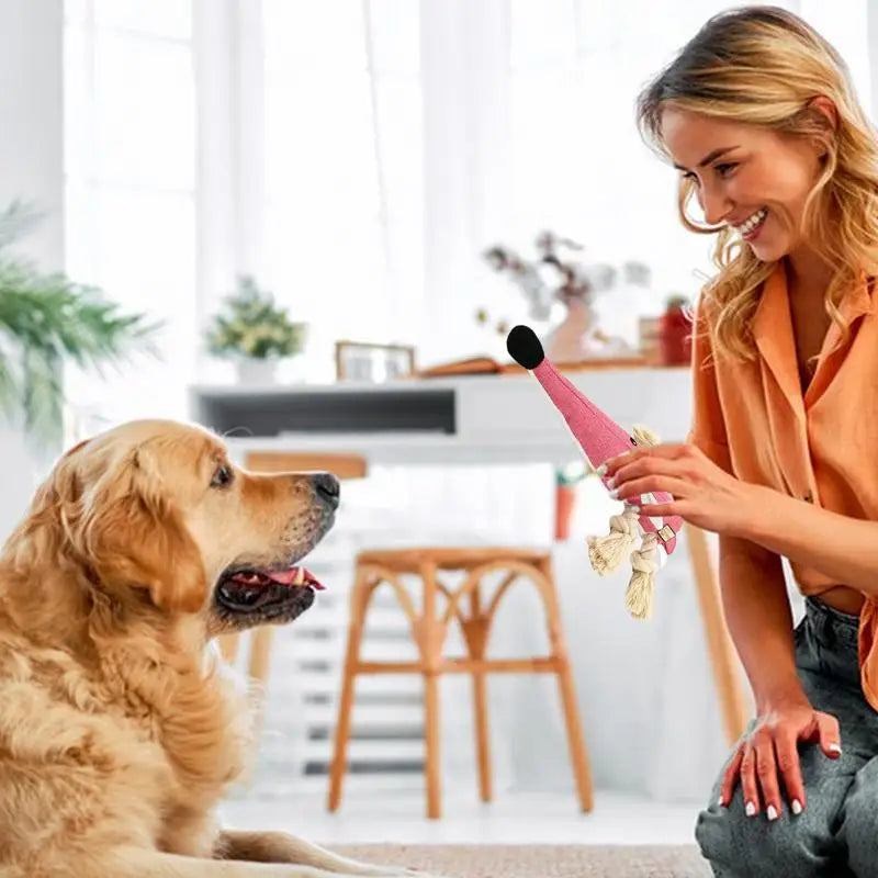 Plush Dog Toys With Squeakers Cotton Rope Knot Biting And Grinding Toys Bite-resistant Interactive Dog Chew Toy Cleaning Teeth