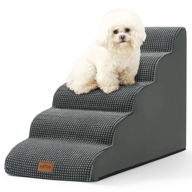 Dog Stairs for Pets Foam Ramp with Non Slip Base Waterproof Washable Cover Lightweight Portable Pet Steps for Bed Sofa