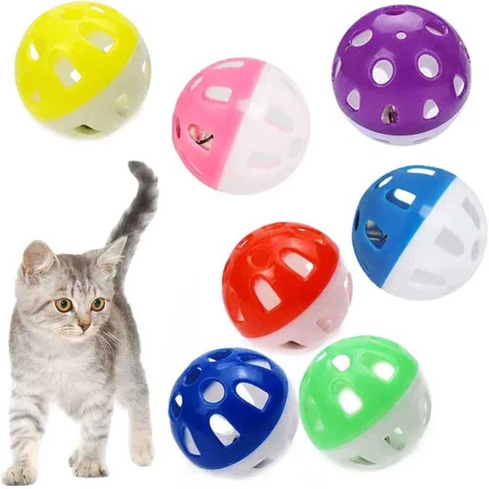 6/100Pcs Cat Toy Balls Pet Cat Kitten Play Plastic Balls with Jingle Bell Pounce Chase Rattle Toy Cat Toys Bulk Random Color Toy