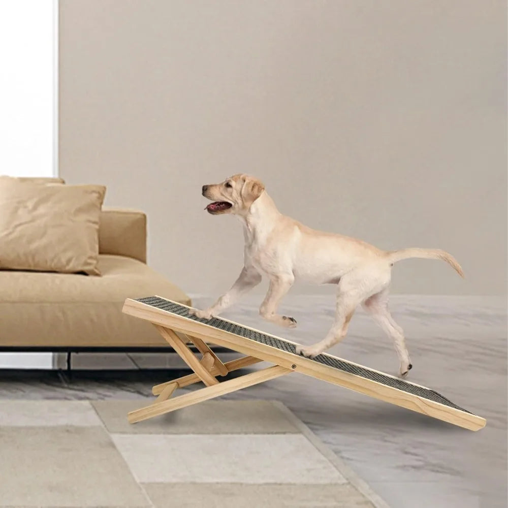 Adjustable wooden dog ramp, dog ladder, steps, special pet stairs, suitable for indoor sofa up and down and play, folding, easy