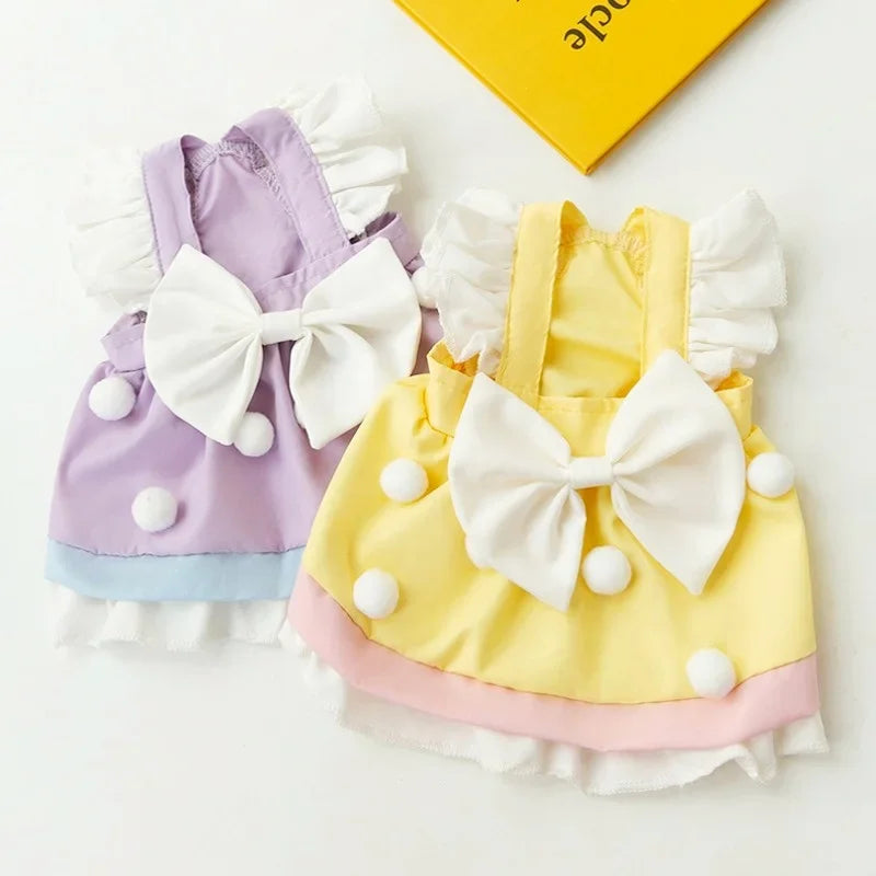 Fashion Dog Clothes Summer Pet Dog Princess Dress Cute Bow Puppy Skirt Cat Flying Sleeve Dress Dogs Apparel Pet Product Supplies