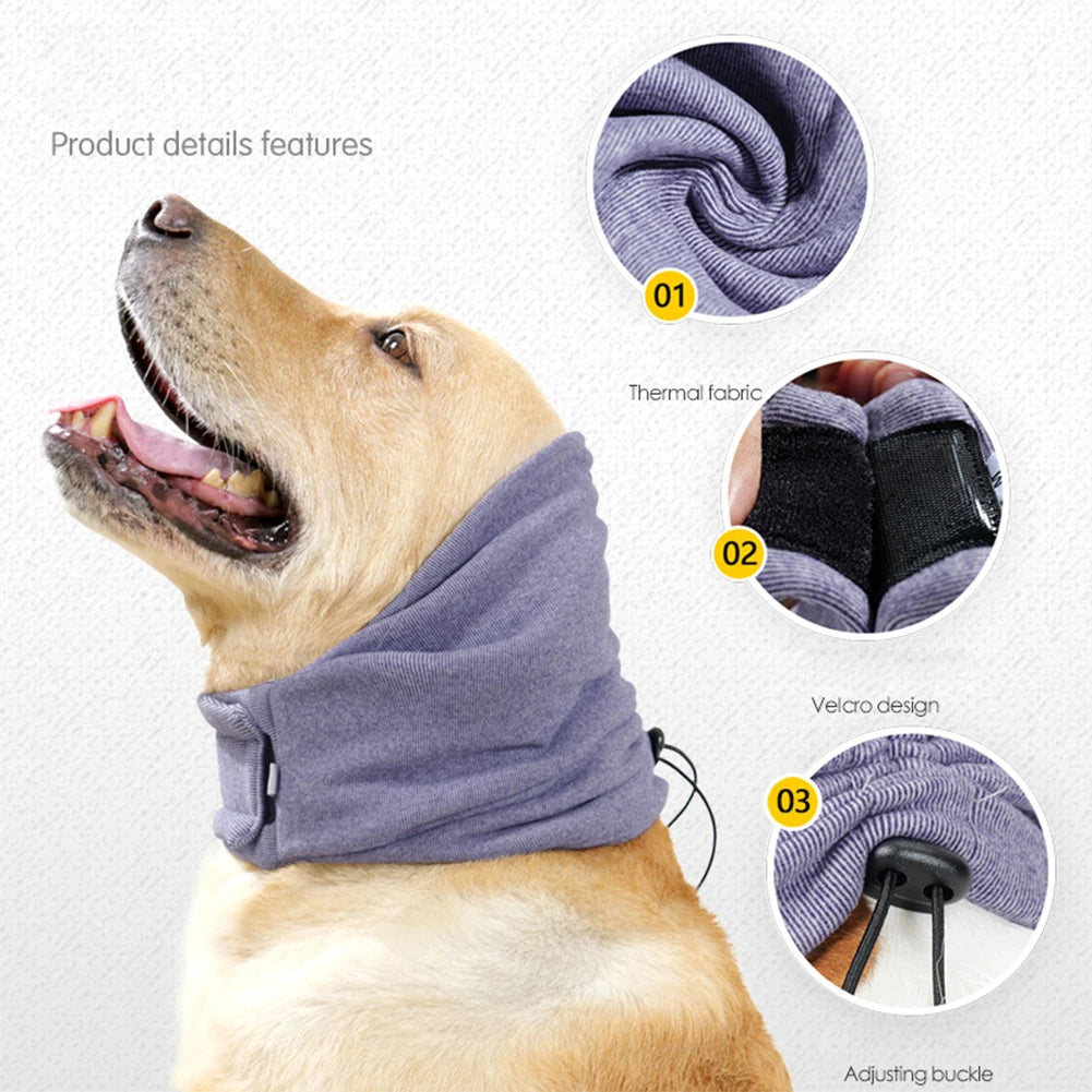 Dog Snood Dog Grooming Ear Muffs Noise-Proof Dog Neck and Ears Warmer Ear Wrap Pet Ear Cover for Anxiety Relief Calming