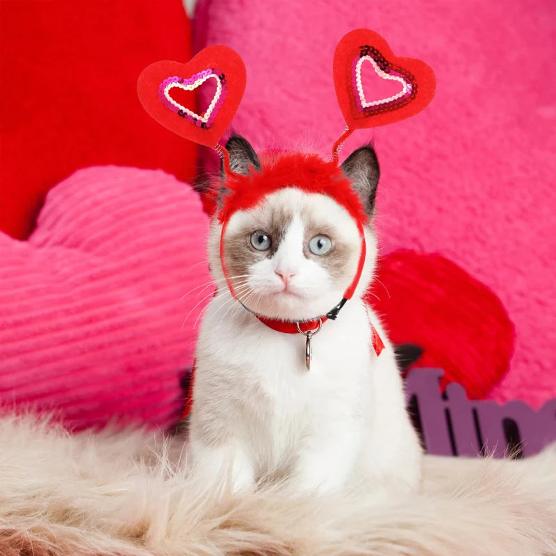 Pet Christmas Headwear Cat Dog Valentine's Day Love Headband Dog Pet Hair Accessories Party Dress Up Supplies