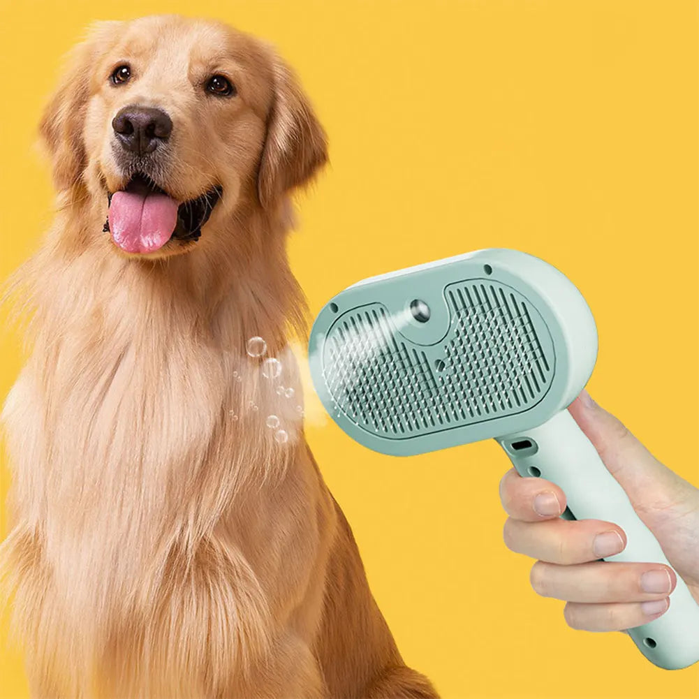 3 in 1 Cat Steam Brush Pet Spray Hair Removal Comb with Release Button Cat Grooming Brush Rechargeable Dog Brush