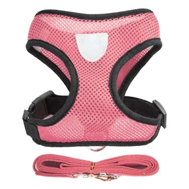 Cat Vest Walking Lead Leash Puppy Vest Collar Polyester Adjustable Mesh Dog Harness  Small Outdoor Dog Walking