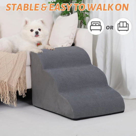Pet Stairs for Large Dog Cat High Density Soft Foam Small Dog Ramp Ladder Stair Extra Wide Non-Slip Steps Bed Couch