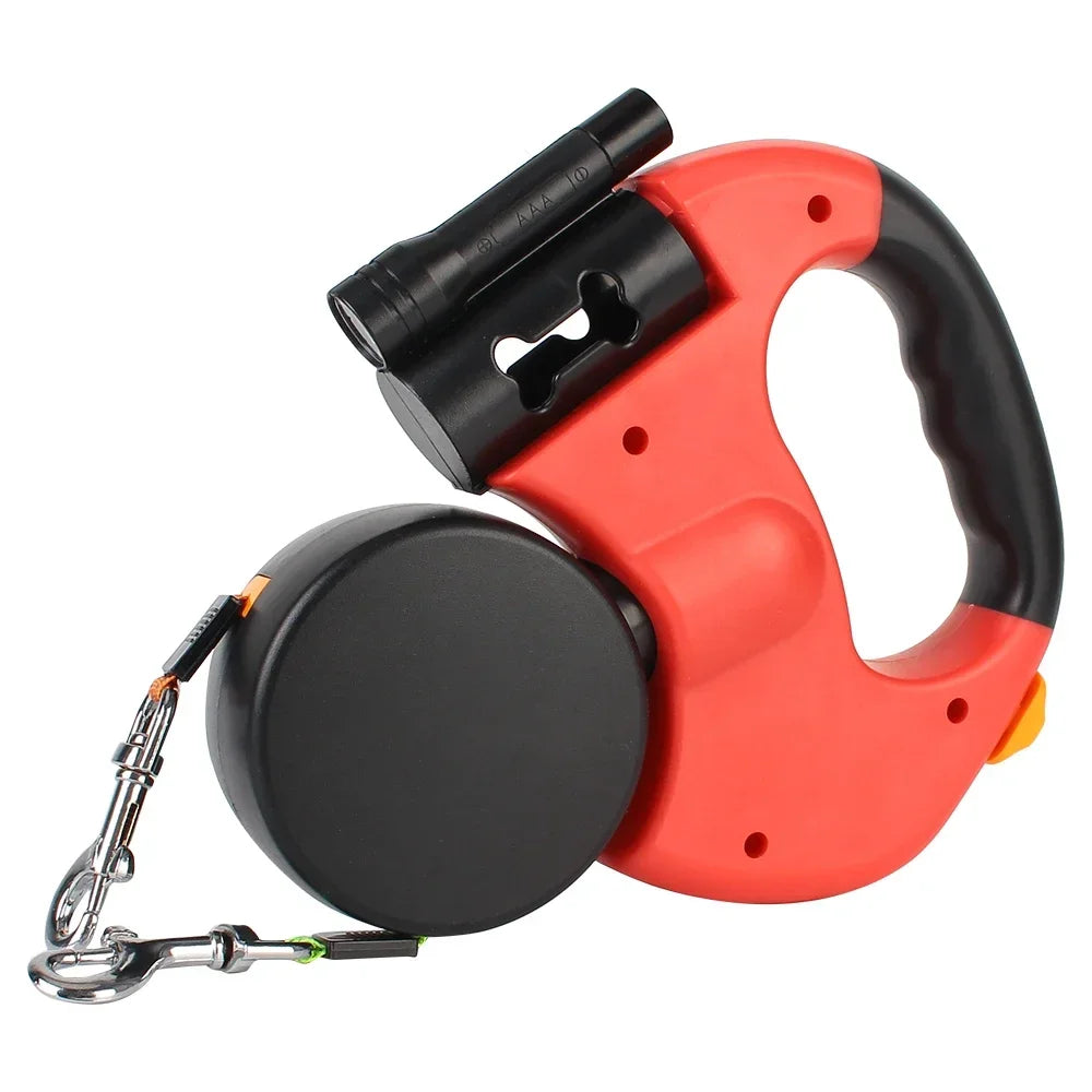 3m Dual Dog Leash With Flashlight Waste Bag Box Pet supplies Double-Ended Traction Rope Dogs Strap Auto Retractable Roulette Dog