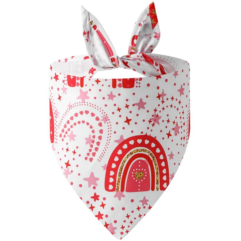 1PC Dog Bandana Washable Christmas Valentines Dog Bandanas Love Heart Printed Bib Kerchief Scarf Puppy Cat Pet Dog Accessories