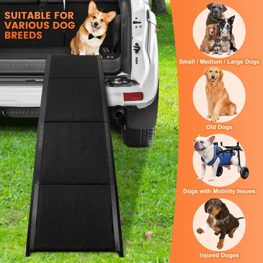 Dog Ramp for Car 71x 20 Folding Stairs for Large Dogs Portable Pet Stair Non-Slip Steps for Truck Suvs Couch High Bed