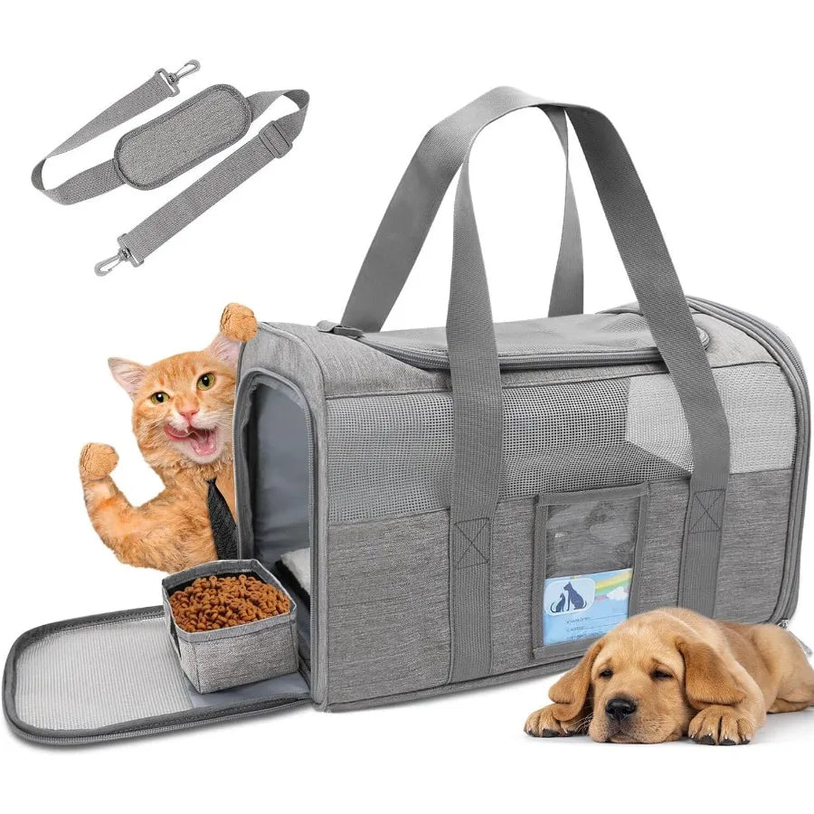 Cat CarrierDog Carriers for Small Dogs Medium Cats Pet Carrier up to 15 Lbs TSA Airline Approved Cat Carrier Soft Cat Dog Crate