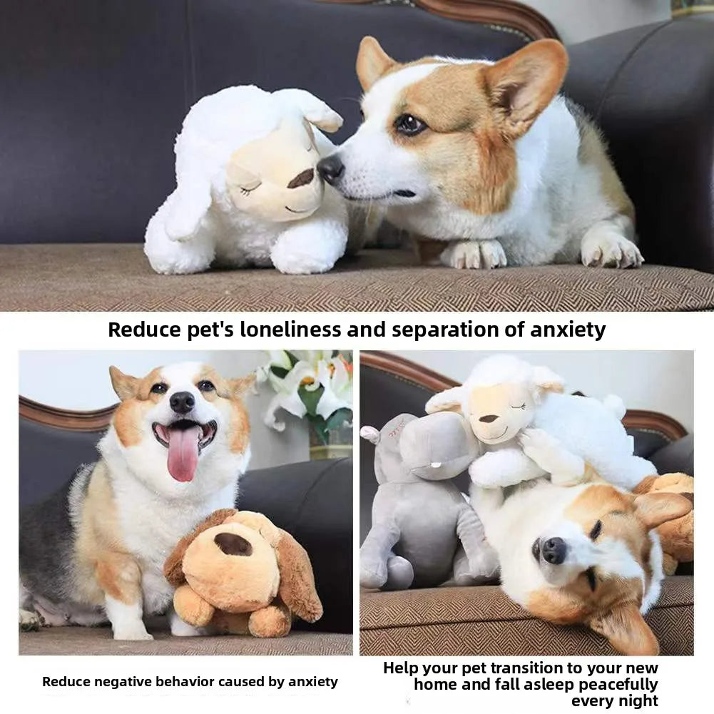 【Calming Anxiety Relief】Dog Plush Toy with Heartbeat Simulator Warm Puppy Sleep Companion Stress Relief Cuddly Toy for Anxious