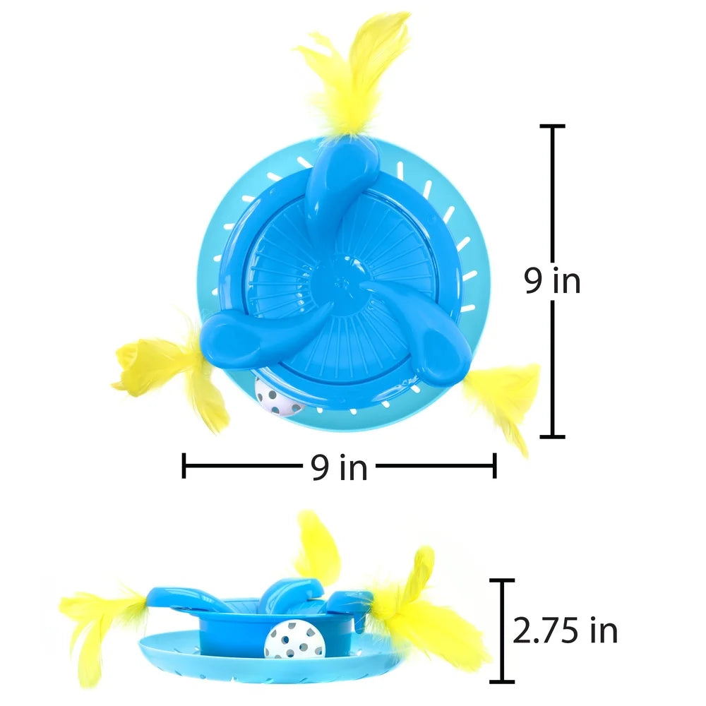 Interactive Cat Toy Ball Track Spinner with Feather Swats and Jingle Ball Engaging Playtime Exercise Fun