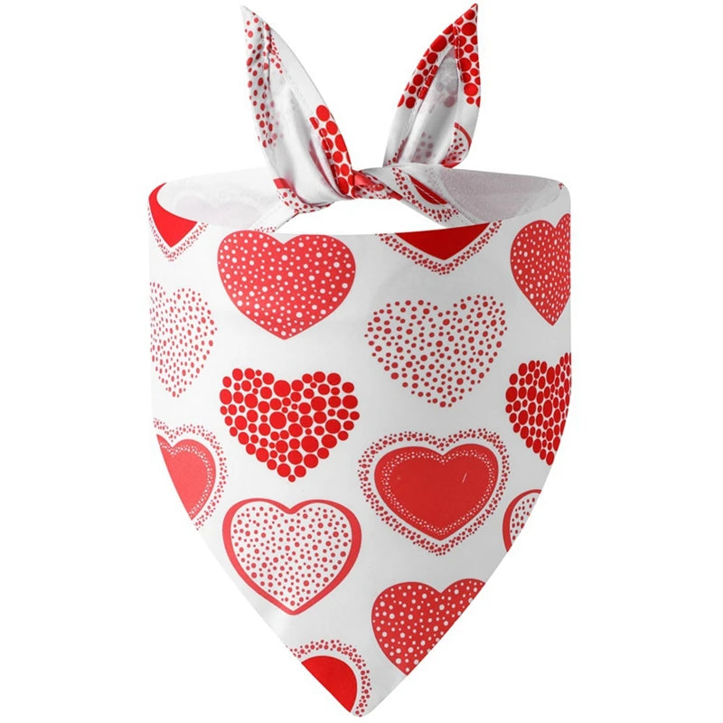 1PC Dog Bandana Washable Christmas Valentines Dog Bandanas Love Heart Printed Bib Kerchief Scarf Puppy Cat Pet Dog Accessories