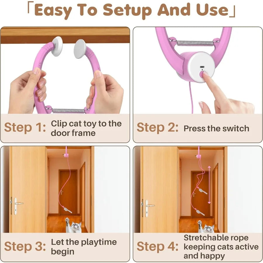 Interactive Cat Toys Rechargeable Feather Toy for Indoor Cat Hanging Retractable Teaser Toy Automatic Kitten Play Chase Exercis
